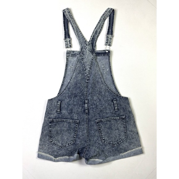 No Boundaries Denim Overalls Medium (7-9) Cuffed Bibbed Blue Jean - Picture 3 of 13